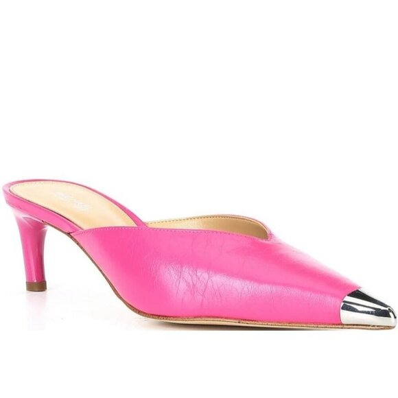 Michael Kors Kasia Mule Heel Women Size 6.5 Wild Berry Crush Leather Pointed Toe - Picture 1 of 3